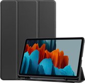 Hoes Geschikt voor Samsung Galaxy Tab S7 - Tablet Book Case met Penhouder - Zwart