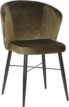 Nancy's Eetkamerstoel Wave - Fluweel - Ergonomisch - Stoel - Eetkamerstoelen - Army green - 58 x 85 x 60 cm