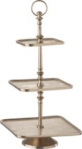 J-Line Plateau 3 Niveau Vierkant Aluminium Zilver
