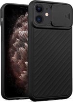 iPhone 12 Pro Max Hoesje met Camera Bescherming - Apple iPhone 12 Pro Max Back Cover Case Camera Slide - Zwart