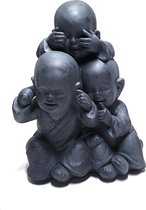 Horen zien zwijgen beeldjes donkergrijs – decoratie Shaolin boeddha monnikjes 36cm hoog | GerichteKeuze