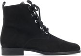 Hassia Vrouwen Suède Croco Veterboots / Laarzen / Damesschoenen 306242 - Zwart - Maat 36.5