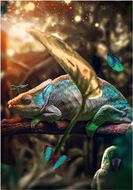 Chameleon Aluminium 70x100 cm botanische jungle dieren wanddecoratie