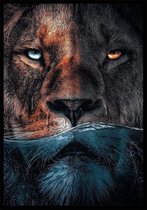 Water Lion A4 botanische jungle dieren poster