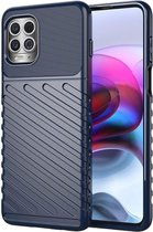 Motorola Moto G100 Hoesje Twill Thunder Texture TPU Back Cover Blauw