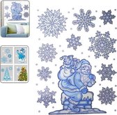 Kerstserie Sneeuw en Kerstman Patroon Glitter Raamstickers, Afmeting: 41cm * 29cm