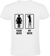 My hot wife Heren t-shirt | your wife my wife | bikini | jouw vriendin mijn vriendin | relatie |  Wit