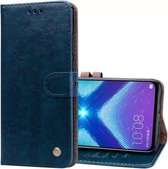 Zakelijke stijl olie-wax textuur horizontale flip lederen hoes voor Huawei Honor 8X, met houder & kaartsleuven en portemonnee (blauw)