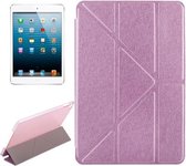 Transformers Style Silk Texture Horizontale Flip Effen Kleur Leren Case met Houder voor iPad mini 4 (Roze)