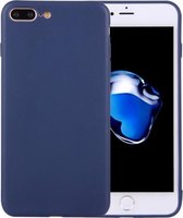Voor iPhone 8 Plus & 7 Plus effen kleur TPU beschermhoes zonder rond gat (donkerblauw)