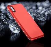 Voor iPhone X / XS Crystal Decor Zijkanten Frosted Soft TPU beschermende achterkant van de behuizing (rood)