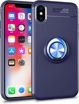 Metalen ringhouder 360 graden roterende TPU-hoes voor iPhone X / XS (blauw)