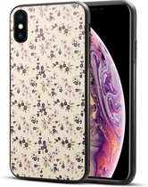Blauw bloempatroon TPU + pc-hoesje voor iPhone XS
