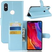 Litchi Texture Horizontale Flip Leren Case voor Xiaomi Mi 8 SE, met Portemonnee & Houder & Kaartsleuven (Blauw)