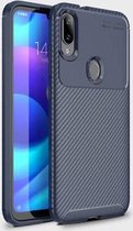 Carbon Fiber Texture Shockproof TPU Case voor Xiaomi Play (blauw)