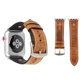 Crowe Star reliëf textuur lederen polshorloge band voor Apple Watch Series 3 & 2 & 1 42 mm (lichtbruin)