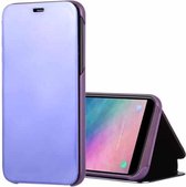 Galvaniserende spiegel horizontale flip lederen tas voor Galaxy A6 + (2018), met houder (paars)