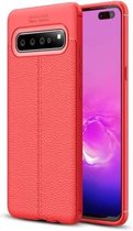 Litchi Texture TPU schokbestendig hoesje voor Galaxy S10 5G (rood)