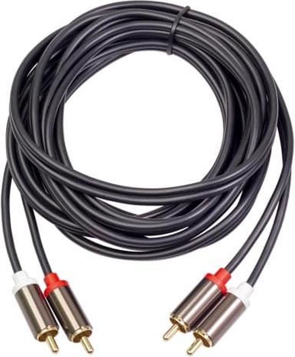 3660B 2 x RCA naar 2 x RCA vergulde audiokabel, kabellengte: 3 m (zwart)