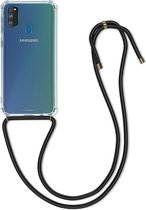 kwmobile telefoonhoesje compatibel met Samsung Galaxy M30s - Hoesje met koord - Back cover in zwart / transparant