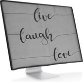 kwmobile hoes voor 31-32" Monitor - beschermhoes voor beeldscherm - Live Laugh Love design - zwart / lichtgrijs