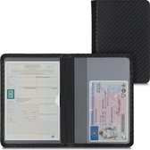 kwmobile hoes voor kentekenbewijs en rijbewijs - Omslag met pasjeshouder in zwart / rood - Imitatieleer - Carbon design