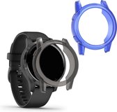 kwmobile 2x Hoes voor fitnesstracker voor Garmin Vivoactive 4S - Siliconenhoes voor sporthorloge zwart / transparant / blauw / transparant
