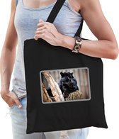 Dieren tasje met panters foto - zwart - voor volwassenen - natuur / zwarte panter cadeau tas