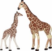 Plastic speelgoed dieren figuur giraffe 19 cm met baby van 9 cm - Speel dieren