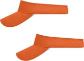 Set van 2x stuks zonneklep oranje uni kleuren 47 cm - zonnehoedjes voor volwassenen