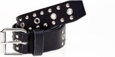 Elvy Fashion - Studs/Eyelets Belt Women 40731 - Black Silver - Size L