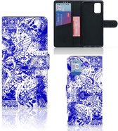 Book Style Case Geschikt voor Samsung Galaxy A02s Flip Cover Geschikt voor Samsung M02s Smartphone Hoesje Angel Skull Blue