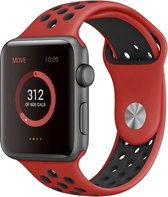 Mobigear Active Siliconen Bandje Geschikt voor Apple Watch Series 7 (41 mm) - Zwart / Rood