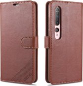 Voor xiaomi mi 10/10 pro AZNS schapenvacht textuur horizontale flip lederen case met houder & kaartsleuven & portemonnee (bruin)