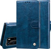Voor Huawei P40 Pro Business Style Oil Wax Texture Horizontal Flip Leather Case, met houder & kaartsleuven & portemonnee (blauw)