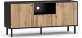 TV Meubel Industrieel 140 cm – Wotan Eiken & Zwart – Zwarte TV Kast – Design TVmeubel Industrieel – Perfecthomeshop