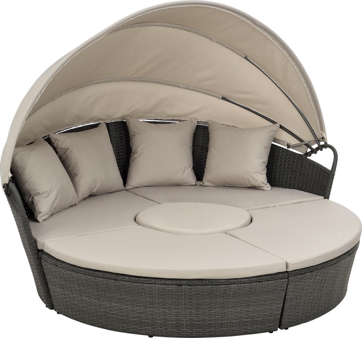 Zonne eiland tuinset 145xØ180 cm donkergrijs en beige