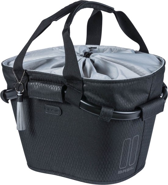 Panier Vélo BASIL 2DAY CARRY Gris – Adaptable, Polyester, Référence 11253