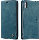 CaseMe Bookcase Pasjeshouder Hoesje iPhone X Blauw - Gratis Screen Protector - Telefoonhoesje - Smartphonehoesje