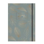 Hobbit schoolagenda 2021-2022 - A4 D4 - elastiek - gebonden met linnen rug - rugloos - 7 dagen over 2 pagina's - harde kaft met zacht effect - 144 pagina's - grijsgroen - groot A4 formaat