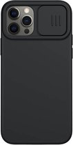 Nillkin iPhone 12/12 Pro Siliconen Hoesje Geschikt voor magnetische ring Camera Slider Zwart