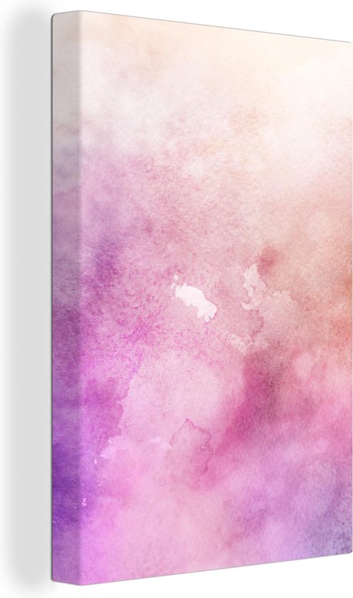 Canvas Schilderij Waterverf - Oud Roze - Tint - 60x90 cm - Wanddecoratie