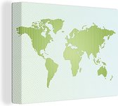 Canvas Wereldkaart - 120x90 - Wanddecoratie Wereldkaart - Groen - Simpel