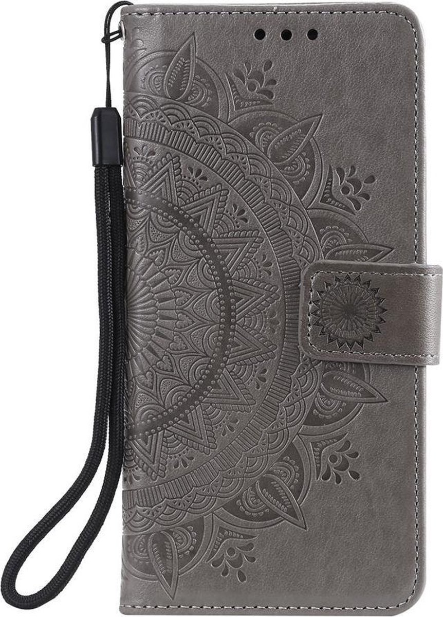 Shop4 - Xiaomi Mi 11 Hoesje - Wallet Case Mandala Patroon Grijs
