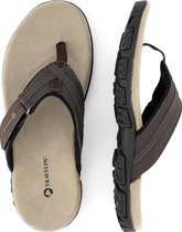 Travelin Fyrde Teenslipper Heren - Leren Outdoor- Sport- en Wandelsandalen met Profielzool - Maat 41