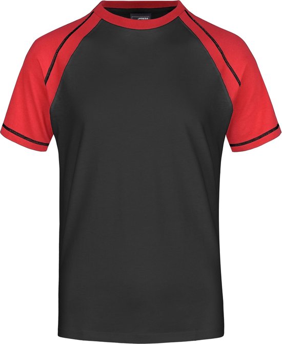 Heren t-shirt zwart/rood XL