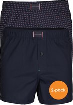 Tommy Hilfiger wijde boxershorts (2-pack) - navy blauw en mini dessin -  Maat: S