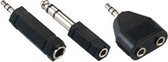 Bandridge BAK400 tussenstuk voor kabels 3.5mm M - 6.3mm FM, 3.5mm FM - 6.3mm M 1x 3.5mm M, 2x 3.5mm FM Zwart