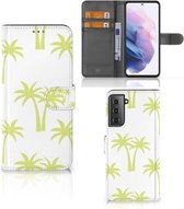 Magnet Case Geschikt voor Samsung Galaxy S21 Plus Telefoonhoesje Palmtrees
