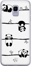 Samsung Galaxy J6 2018 siliconen hoesje - Panda - Soft Case Telefoonhoesje - Zwart - Print